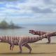 Artist’s interpretation of two-legged crocodiles from the Cretaceous.